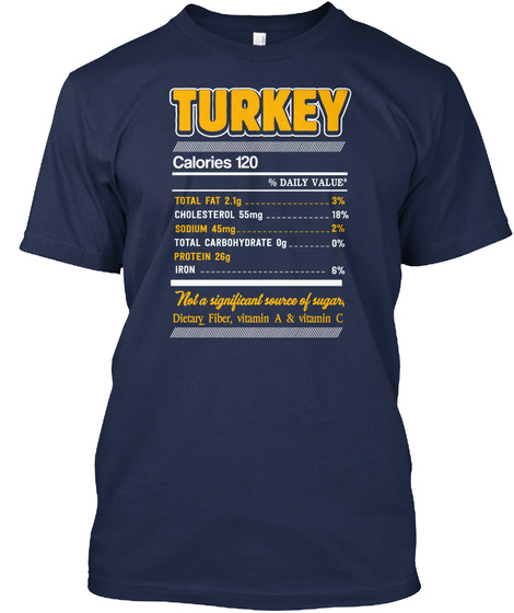  Turkey Nutrition Thanksgiving Costume  Navy T-Shirt Front