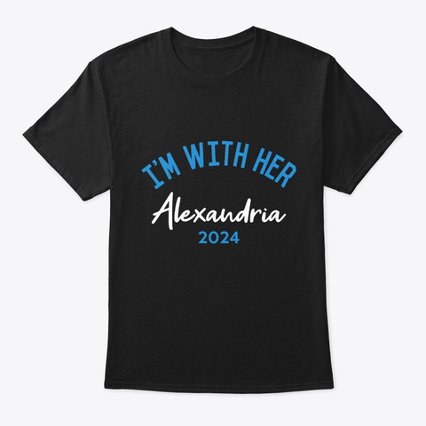 I'm With Her Alexandria Ocasio Cortez Black T-Shirt Front