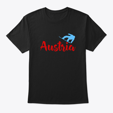 Austria Skiing And Snowboarding Black T-Shirt Front