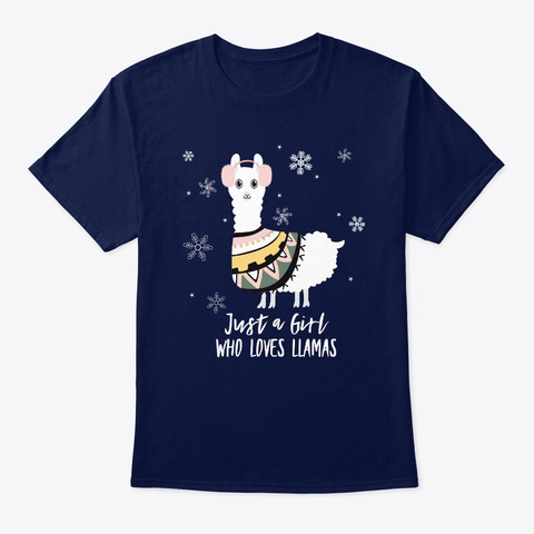 Just A Girl Who Loves Llamas Gift Navy T-Shirt Front