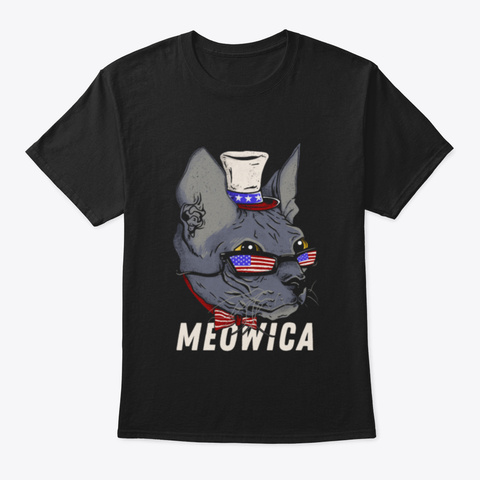 Meowica 4 Th Of July Vihcm Black T-Shirt Front