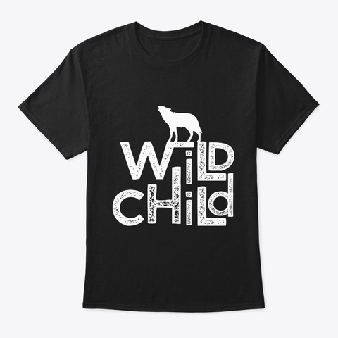 Wild Child Wolf Black T-Shirt Front