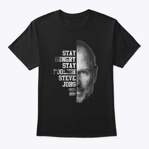 Steve Jobs In Memoriam Quote Black T-Shirt Front