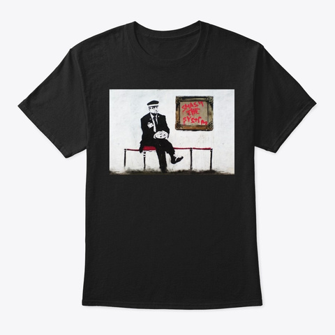 Banksy Smash The System Black T-Shirt Front