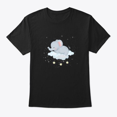 Baby Elephant Sleeping In The Sky Black T-Shirt Front