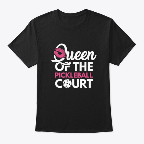 Queen Pickleball Women Court Player Love Black T-Shirt Front
