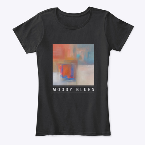 Moody Blues (W) Abstract Art  Black T-Shirt Front
