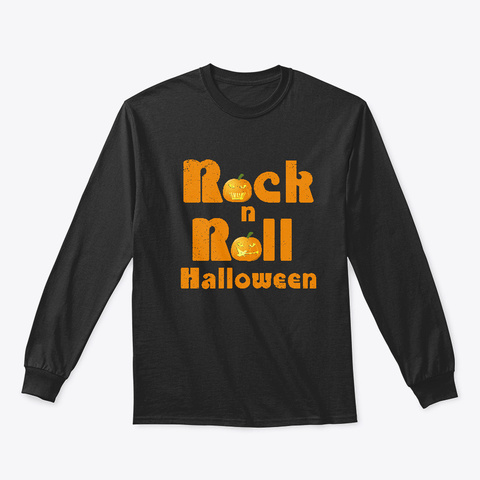 Rock N Roll Pumpkins Halloween Costume Black T-Shirt Front