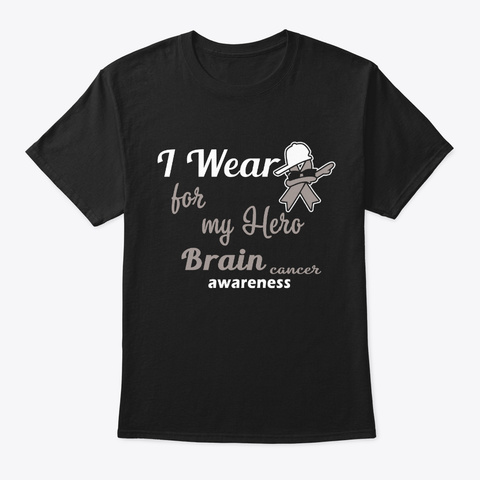 I Wear For Hero Brain Cancer Awareness Black T-Shirt Front