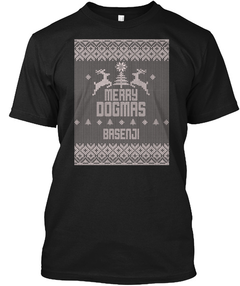 Merry Dogmas Basenji Black T-Shirt Front