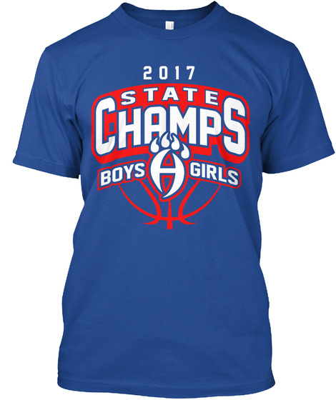 2017 State Champs Boys Girls Deep Royal T-Shirt Front