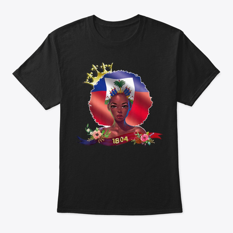 4th July Haitian Queen Haiti  Black T-Shirt Front