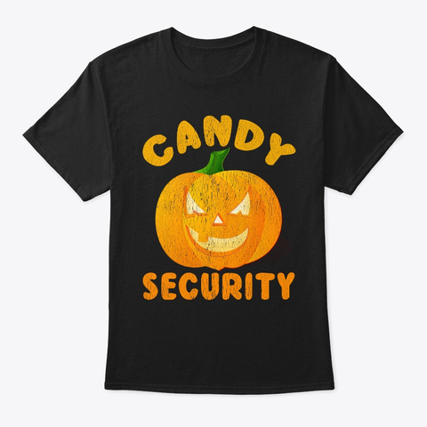 Candy Security Jack O Lantern Pumpkin Black T-Shirt Front