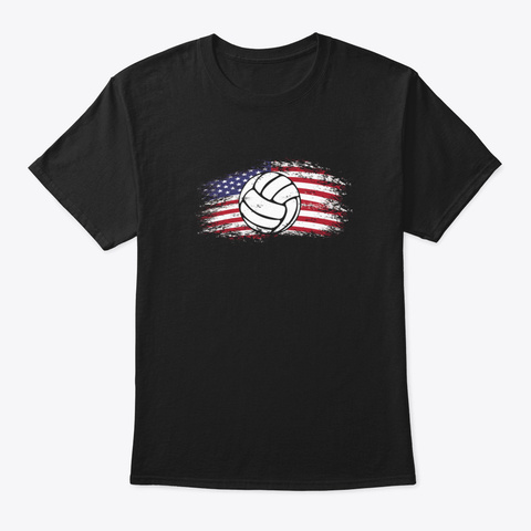 Volleyball Team Ball Game Spiking Action Black T-Shirt Front