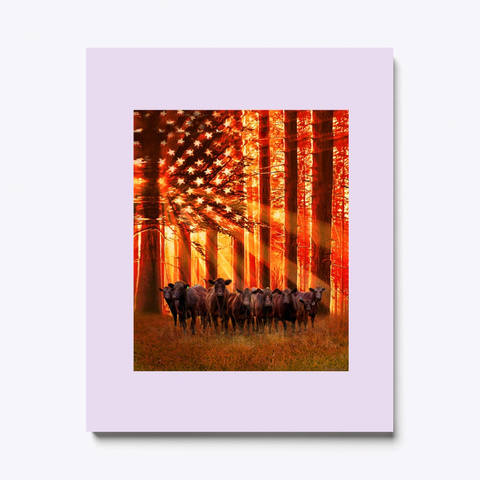 Usa  Flag 4th Of July Cow Canvas Print Light Purple T-Shirt Front