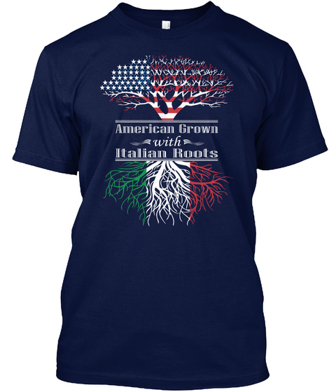 American Crown With Italian Roots Navy T-Shirt Front