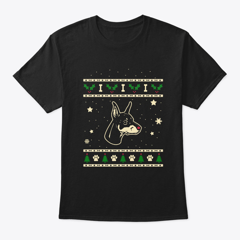 Christmas Doberman Pinscher Gift Black T-Shirt Front