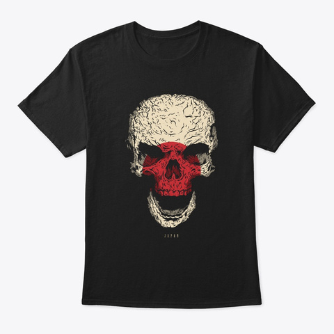 Skull Japan Flag Skeleton Black T-Shirt Front