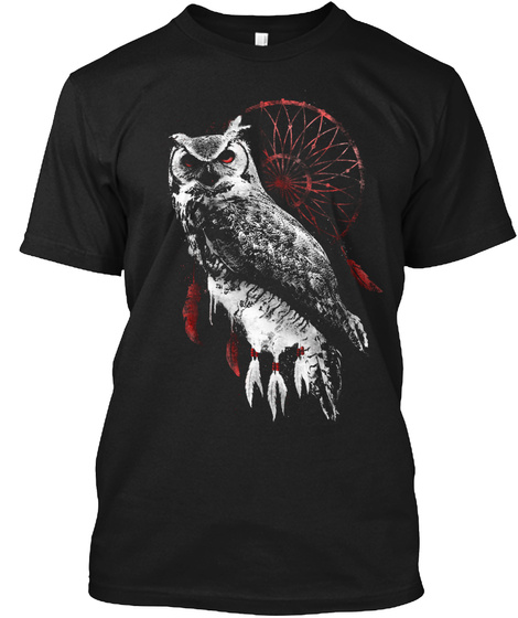 Owl Funny Tee Black T-Shirt Front