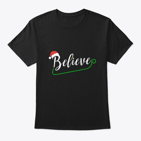 Christmas Polar Express Believe Pajamas Black T-Shirt Front