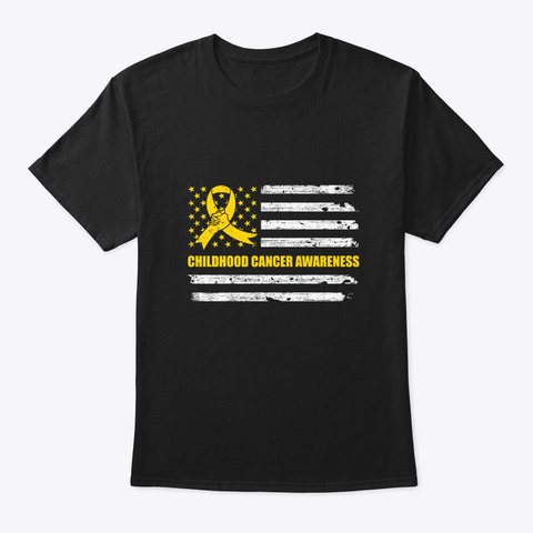 Yellow Ribbon Childhood Cancer Awareness Black T-Shirt Front