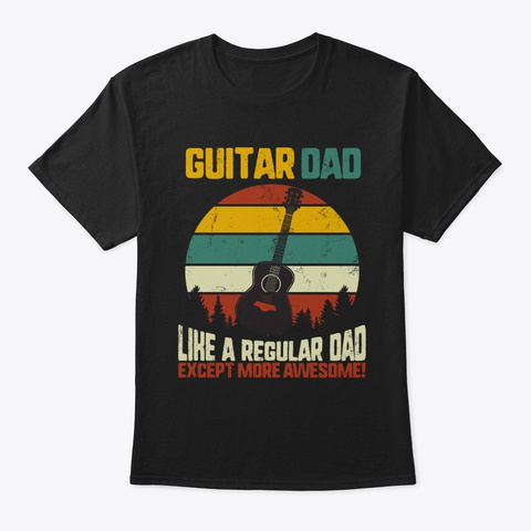 Guitar Dad Vintage Awesome Father's Day Black T-Shirt Front