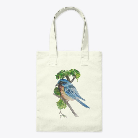 Art Painted Bird Sitting On A Branch Natural T-Shirt Front