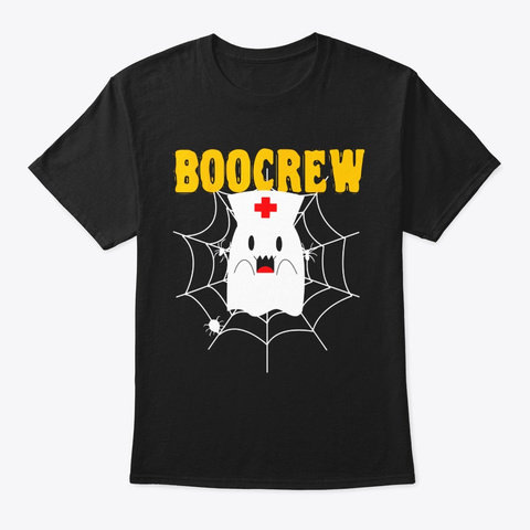 Funny Boo Crew Nurse Ghost Halloween Black T-Shirt Front