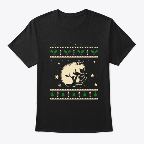 Christmas Traditional Siamese Gift Black T-Shirt Front