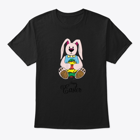 Cute Bunny Rabbit Happy Easter Day Shirt Black T-Shirt Front
