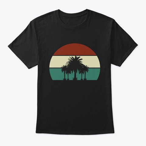 Vintage Retro Sunset Palm T Shirt Black T-Shirt Front