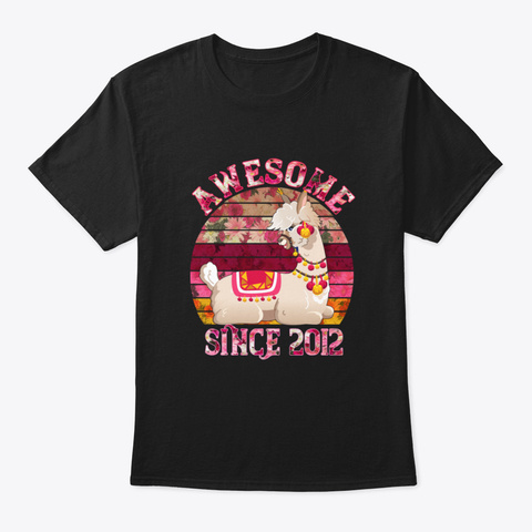 Awesome Since 2012 8 Years Old 8 Th Birth Black T-Shirt Front
