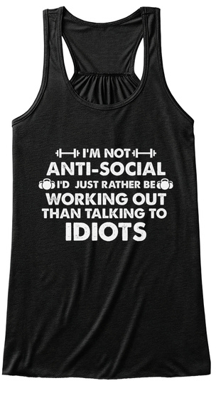 Anti Social   Workout Tank Top Black T-Shirt Front
