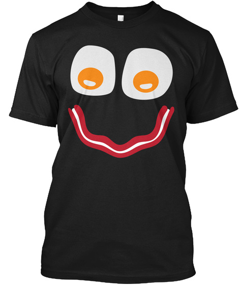 Bacon And Eggs Black T-Shirt Front