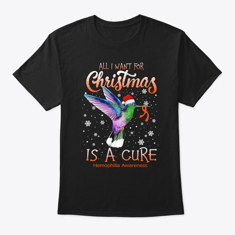Christmas Cure Hemophilia Awareness Hope Black T-Shirt Front