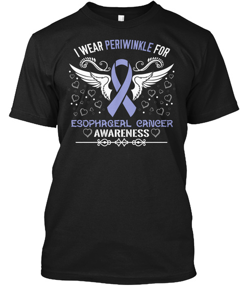 I Wear Periwinkle For Esophageal Cancer Awareness Black T-Shirt Front