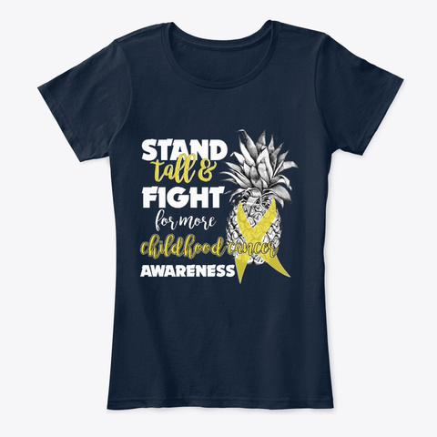 Childhood Cancer Awareness Pineapple New Navy T-Shirt Front