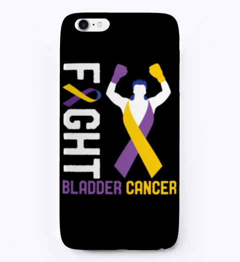 Bladder Cancer Awareness Ribbon Survivor Black T-Shirt Front