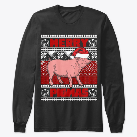 Merry Pigmas  Christmas Pig Lover Shirt  Black T-Shirt Front