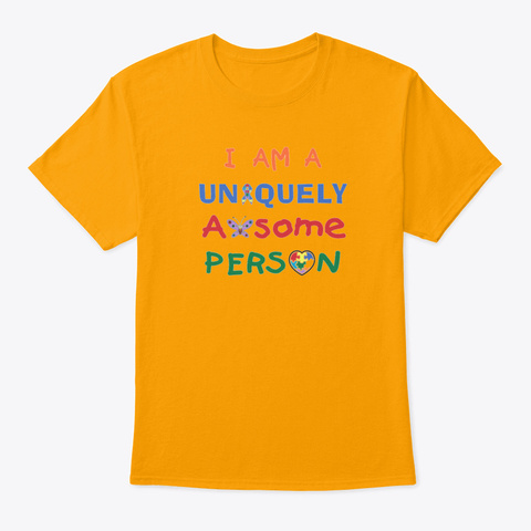 Autism Awareness Uniquely Awesome Perso Gold Camiseta Front