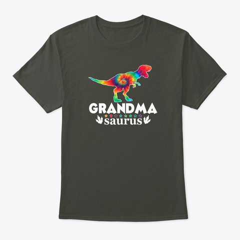 Grandma Saurus Tie Dye Dinosaur Gift Smoke Gray T-Shirt Front