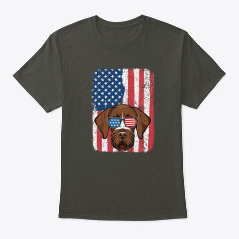 Usa Flag German Shorthaired Pointer Dog Smoke Gray T-Shirt Front