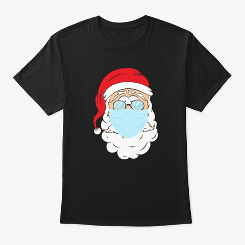 Santa Claus Face Mask Christmas Ornament Black T-Shirt Front