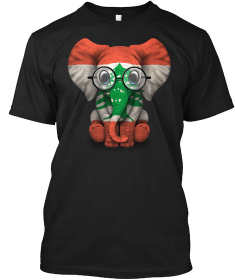 Baby Elephant With Glasses And Lebanese Flag