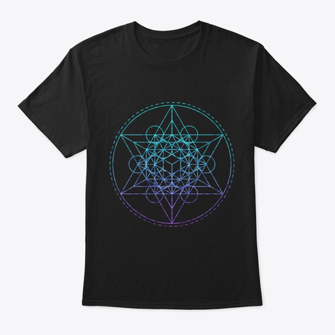 Sacred Geometry Teal Metatron Black T-Shirt Front