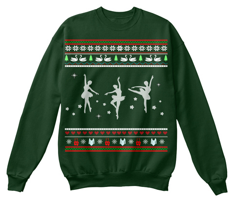 Ballet    Christmas Ugly Sweater Deep Forest  T-Shirt Front