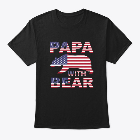 Papa With Bear Black T-Shirt Front