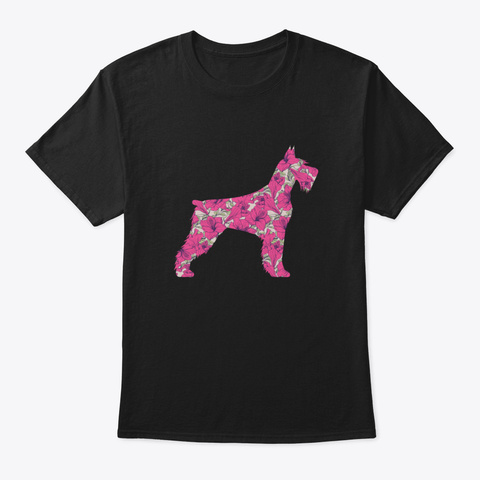 🎁 ✔️ Giant Schnauzer Dogs Art Flower Fl Black T-Shirt Front
