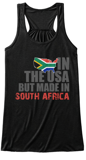 In The Usa But Made In South Africa Black T-Shirt Front
