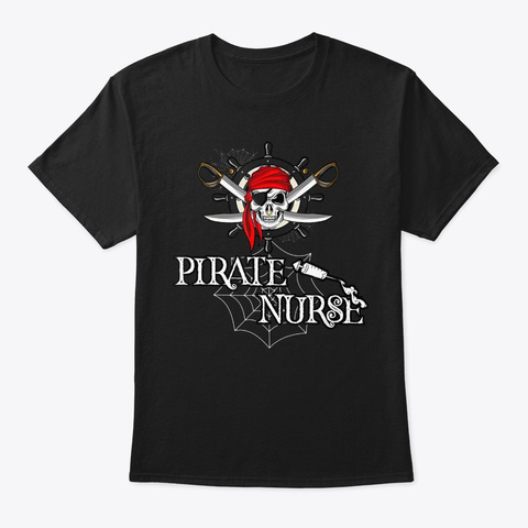 Funny Pirate Nurse Halloween Night T Shi Black áo T-Shirt Front
